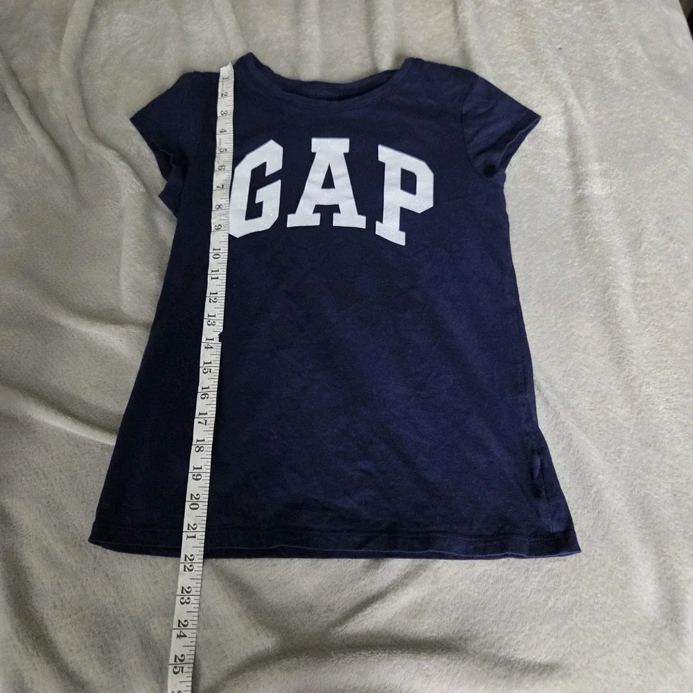 Gap Kids Girls Size XXL Short Sleeve Round Neck Graphic T Shirt Blue White Logo